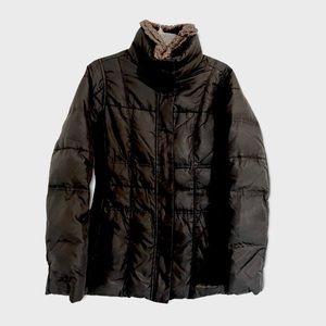 Eddie Bauer Premium Goose Down Puffer Jacket W Faux Fur Trim Sz XS